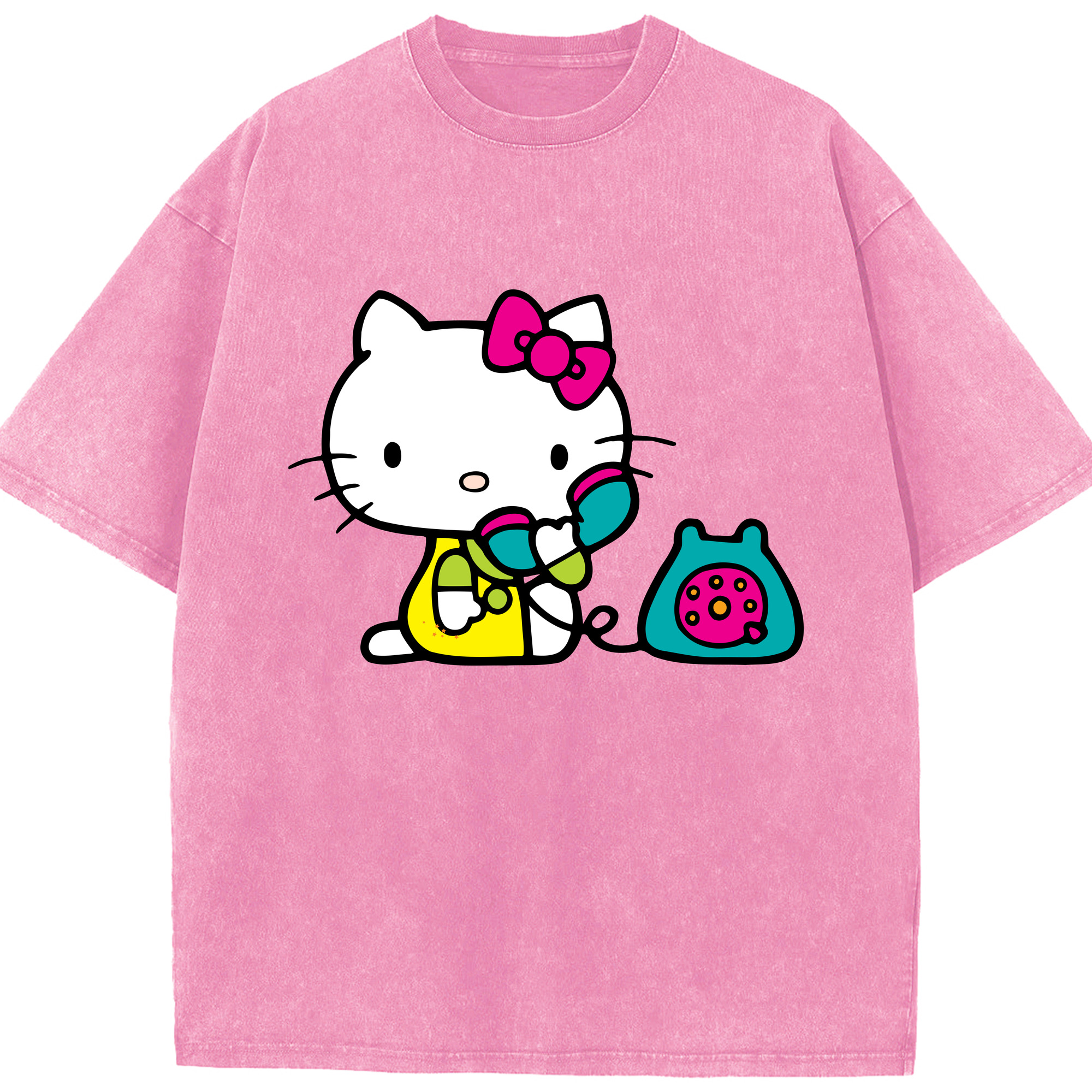 （画像用） Hello Kitty ハローキティ 綿100% ヴィンテージ風 半袖Tシャツ（フロントプリント）